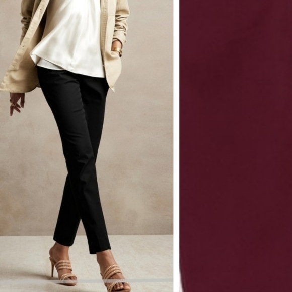 Banana Republic Ryan Fit Maroon Slacks Pants Mid Rise Crop Ankle Womens Ankle - Picture 14 of 15